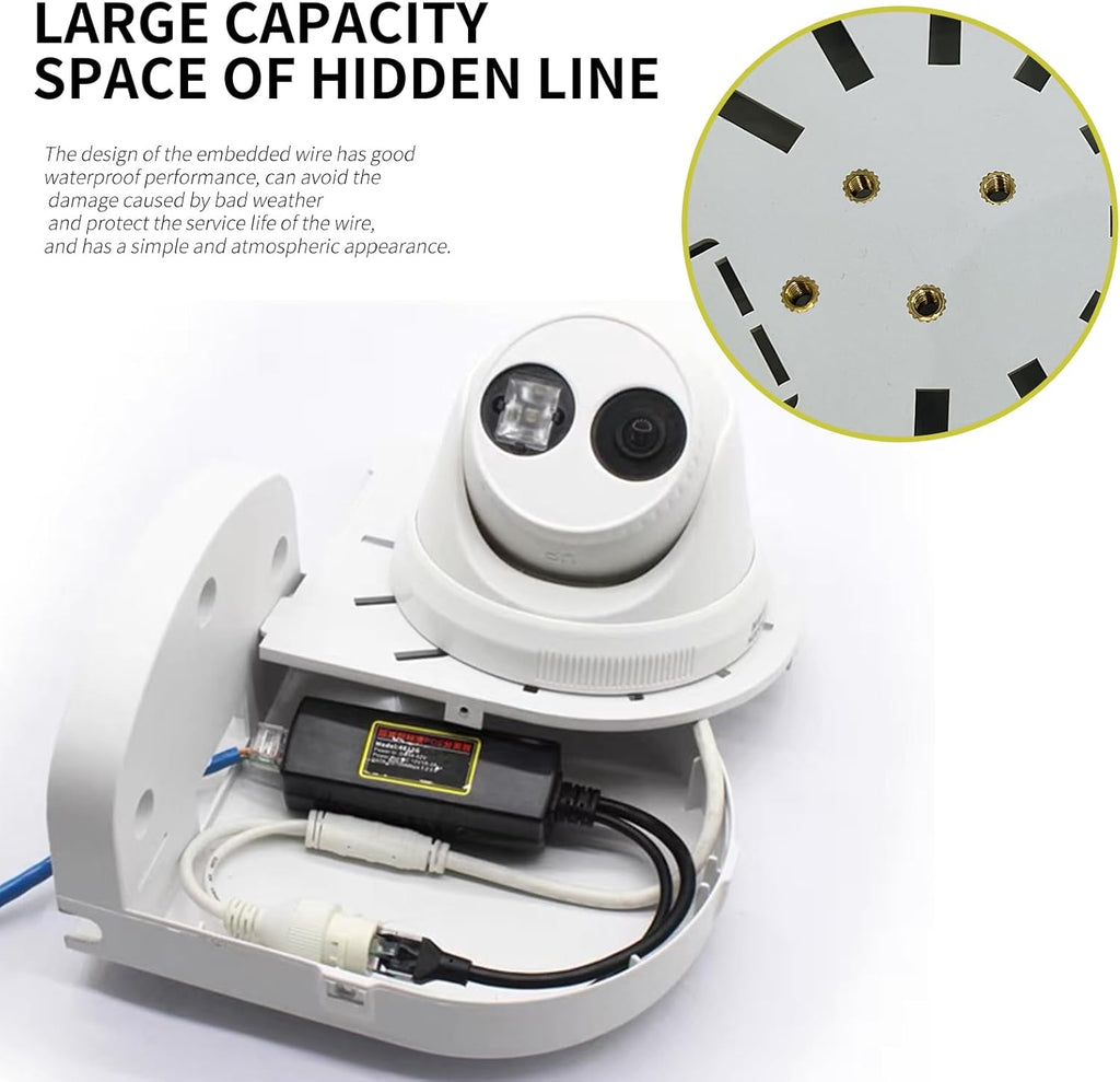 Indoor Outdoor Camera Bracket ABS Plastic Wall Mount L-Shaped Bracket for Security Dome IP Camera Mounting, Junction Box Cable Management (2.5in-SL-1PACK)