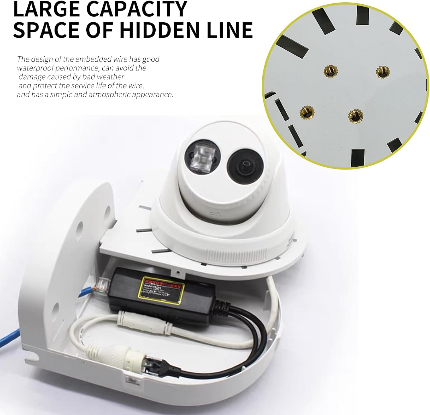 Indoor Outdoor Camera Bracket ABS Plastic Wall Mount L-Shaped Bracket for Security Dome IP Camera Mounting, Junction Box Cable Management (2.5in-SL-3PACK)