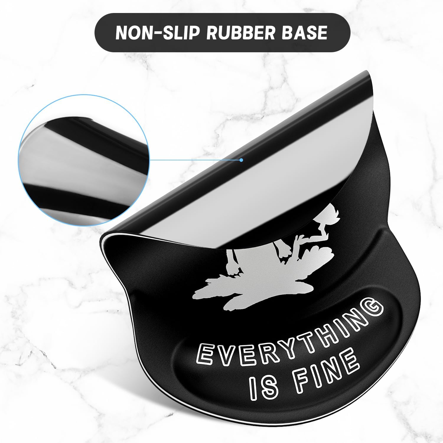 ITNRSIIET Ergonomic Mouse Pad with Gel Wrist Support Small Wrist Rest Smooth Surface Non-Slip PU Base Comfortable Office Supplies Pain Relief, 8.7 x 7.2 inches, Funny Cat