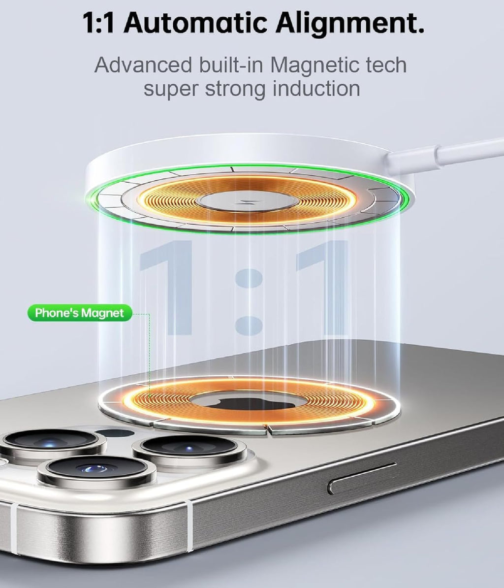 Magnetic Wireless Charger for iPhone 16/16 Pro/16 Plus/16 Pro Max,FDGAO 2 in 1 15W Fast Magnetic Charging Compatible with iPhone 15/14/13/12 Series and AirPods 4/3/Pro