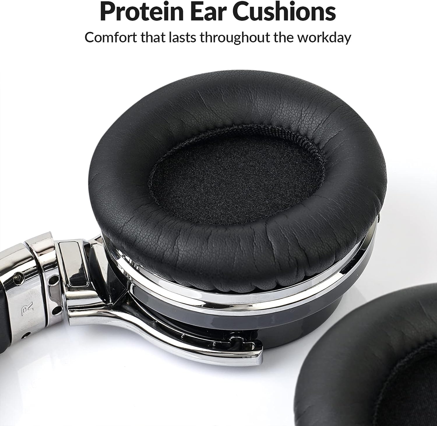 Silensys E7 Active Noise Cancelling Headphones Bluetooth Headphones with Microphone Deep Bass Wireless Headphones Over Ear, Comfortable Protein Earpads, 30 Hours Playtime for Travel/Work, Black