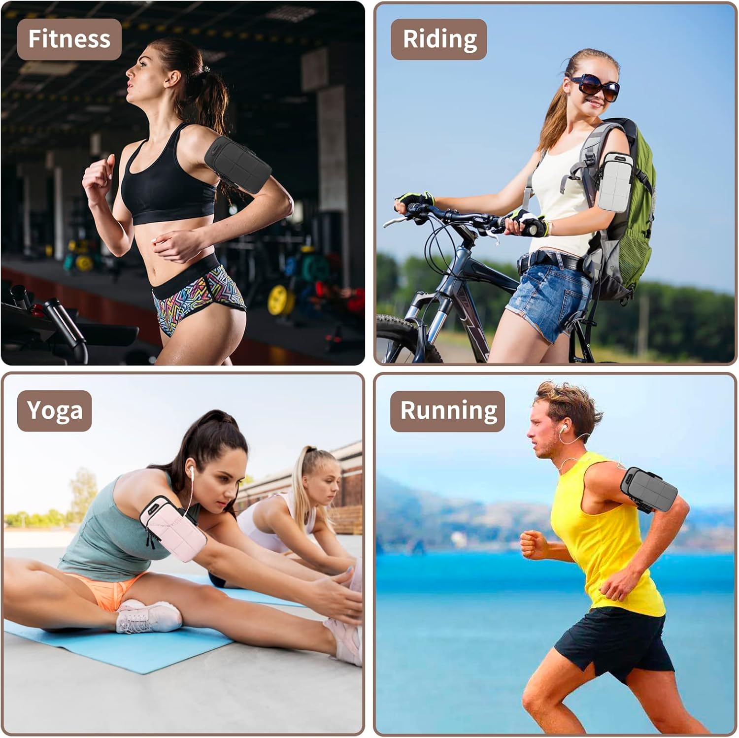 Phone Arm Bands for Running, Armband Cell Phone Holder for Exercise (Black)