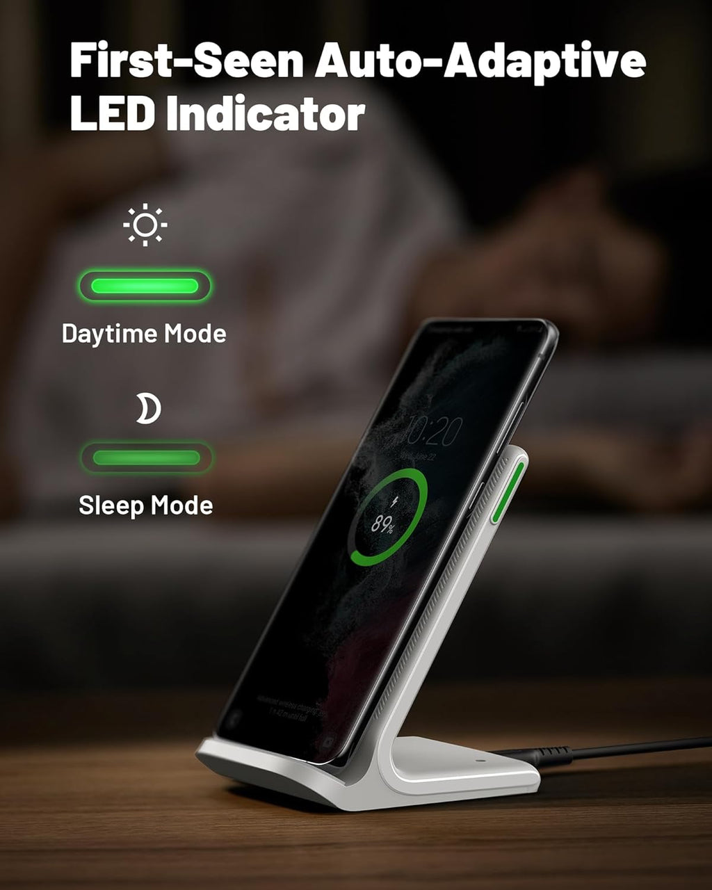INIU Wireless Charger Station, 15W Fast Qi-Certified Wireless Charging Stand for Official and Home Compatible with iPhone 16 15 14 13 12 Pro XS Samsung Galaxy S23 S22 S21 Note 20 Google etc