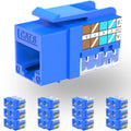Rapink RJ45 Keystone Jack Cat6 10G Support, Keystone Jacks UTP 25 Pack for Wall Plate and Patch Panel, Rj45 Keystone 90 Degree Blue Color for Cat6, Cat5e, Cat5 Cabling