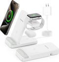 Wireless Charger, Tribone 3 in 1 Foldable Fast Charger for iPhone 17 16 15 14 13 12 11 Pro Max XR XS 8 Plus, for Apple Watch 11 10 9 8 7 6 5 4 3 2 SE Ultra,for AirPods Pro 4 3 2 (White)