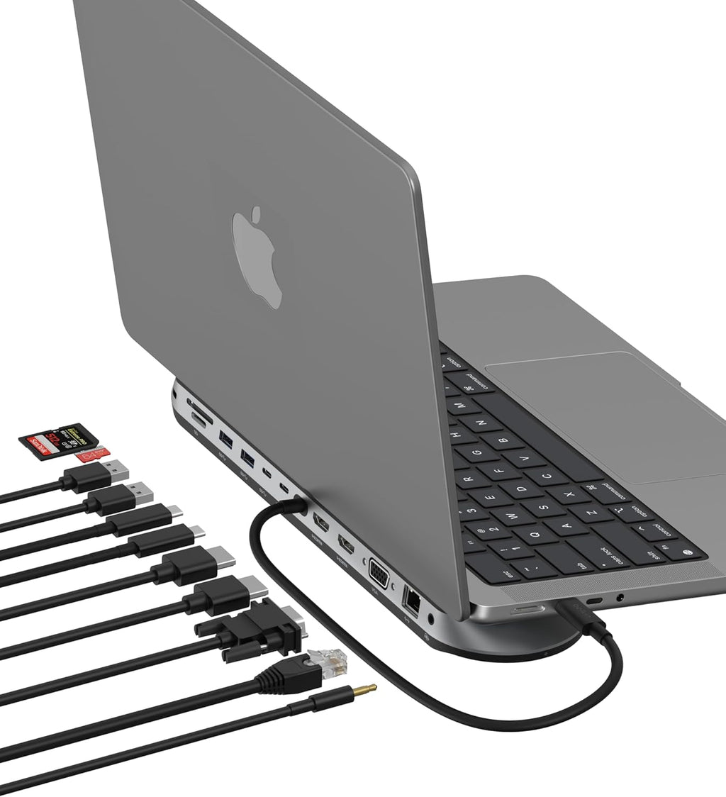 Belkin Connect 11-in-1 Universal USB-C Pro Dock w/ 3-Monitor Support, Silicon Motion Technology - Works with Mac, Windows, and Chromebook - 100W PD w/ 10Gbps Transfer Speeds & 2.5Gbps Ethernet - Grey