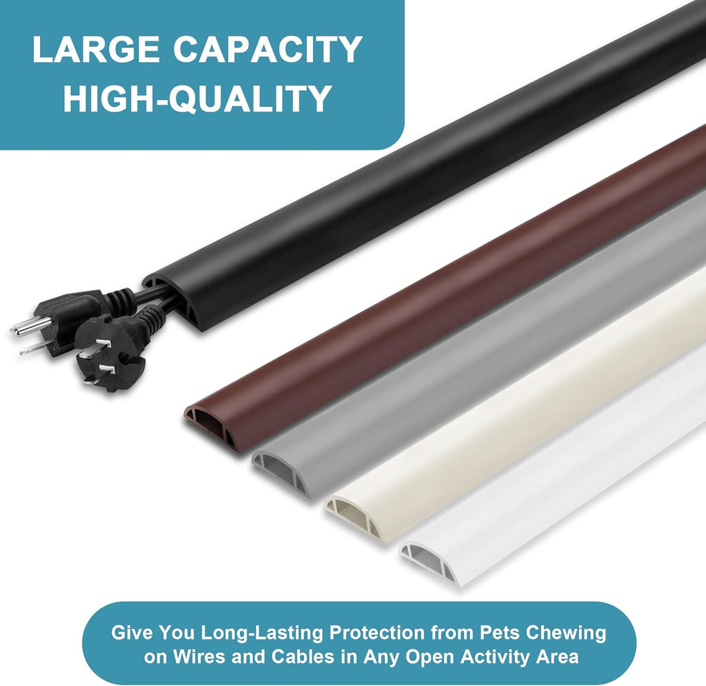 5.5FT Floor Cord Cover, Grey Soft Cable Cover Floor, Large Size Extension Cord Covers for Floor, Power Cord Protector Floor Wire Cover - Cord Channel Diameter: 0.7" (W) x 0.4" (H)