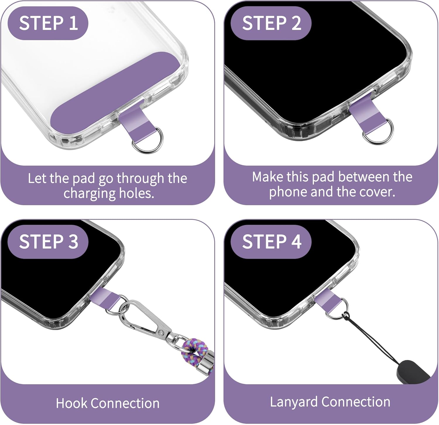 CACOE Cell Phone Lanyard Universal Crossbody Multifuctional Lanyard Compatible with Most Smartphones (Purple Blue, 30"（Neck Strap×1）+8"（Wrist Strap×1）)