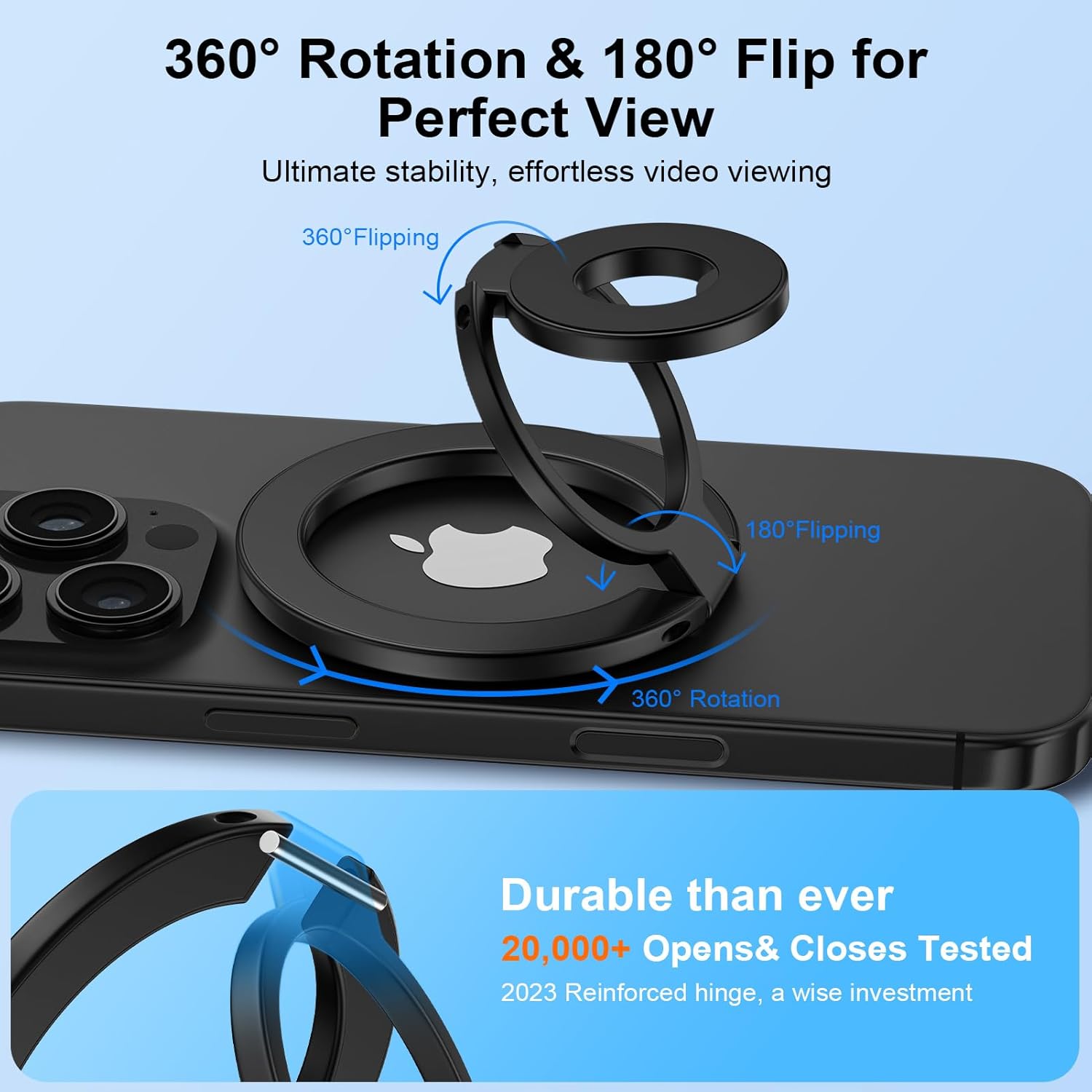 Magnetic Phone Ring Holder for MagSafe Gym Phone Grip Stand Finger Ring Kickstand Dual-Sided Magnetic Pop Socket for iPhone 16 Pro Max 16e 15 14 13 12 Pro Max,Samsung,Compatible for Wireless Car Mount