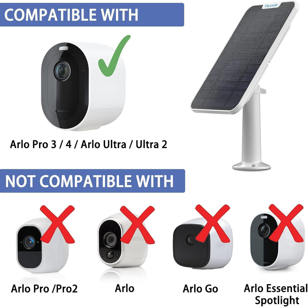 4W Solar Panel Charging Compatible with Arlo Pro 3/Pro 4/Pro 5S/Ultra/Ultra 2 only, with 13.1ft Waterproof Charging Cable, IP65 Weatherproof,Includes Secure Wall Mount(3-Pack)(Magnetic Connector)