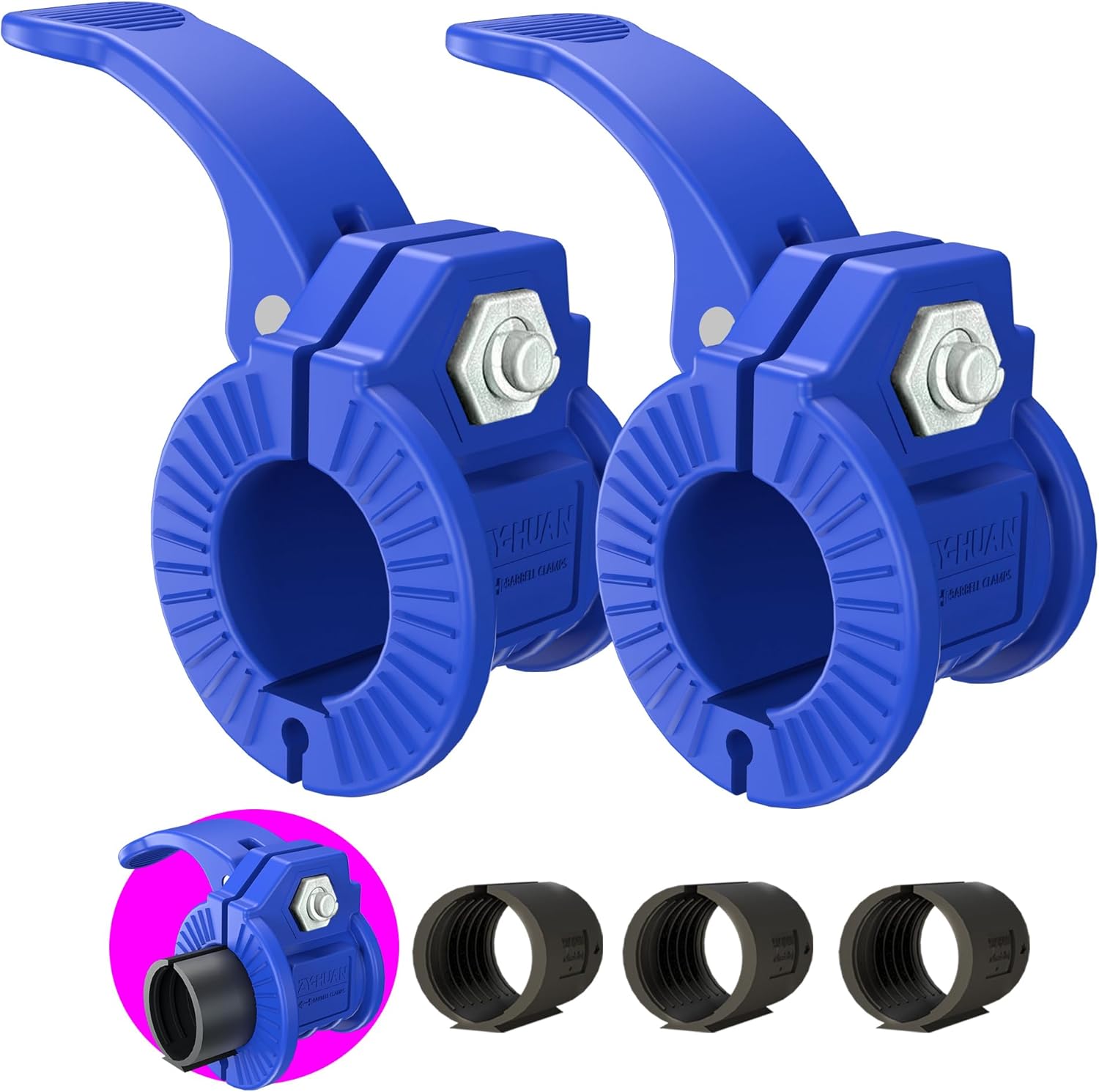 Barbell Clips 1 Inch Quick Release Weight Clamps 0.9-1.18inch Multi-Size Adjustable Olympic Clamps for Bars