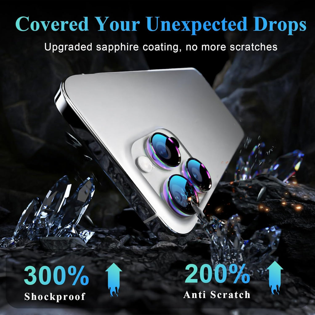 YWXTW Camera Lens Protector for iPhone 16 Pro/iPhone 16 Pro Max, [1 Step Installation Tray] Tempered Glass Screen Protector Metal Individual Camera Cover Accessories Case Friendly (Coloured-2Pack)