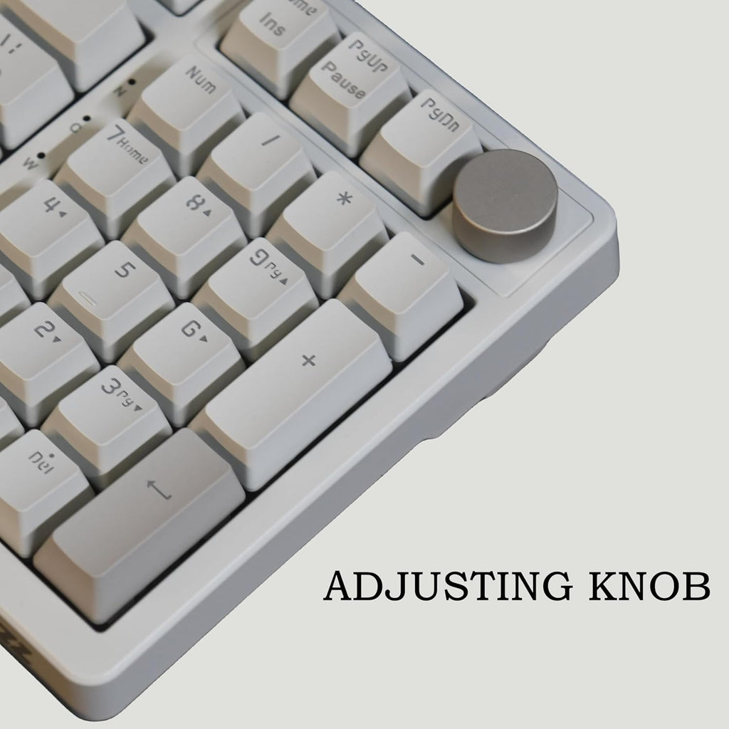 FIRSTBLOOD ONLY GAME. AK992 Retro Wired Mechanical Keyboard, 98 Keys Full Layout, Hot-Swappable USB Gaming Keyboard with Red Switches, Multimedia Keys Knob, Blue Backlit, Anti-Ghosting, Grey