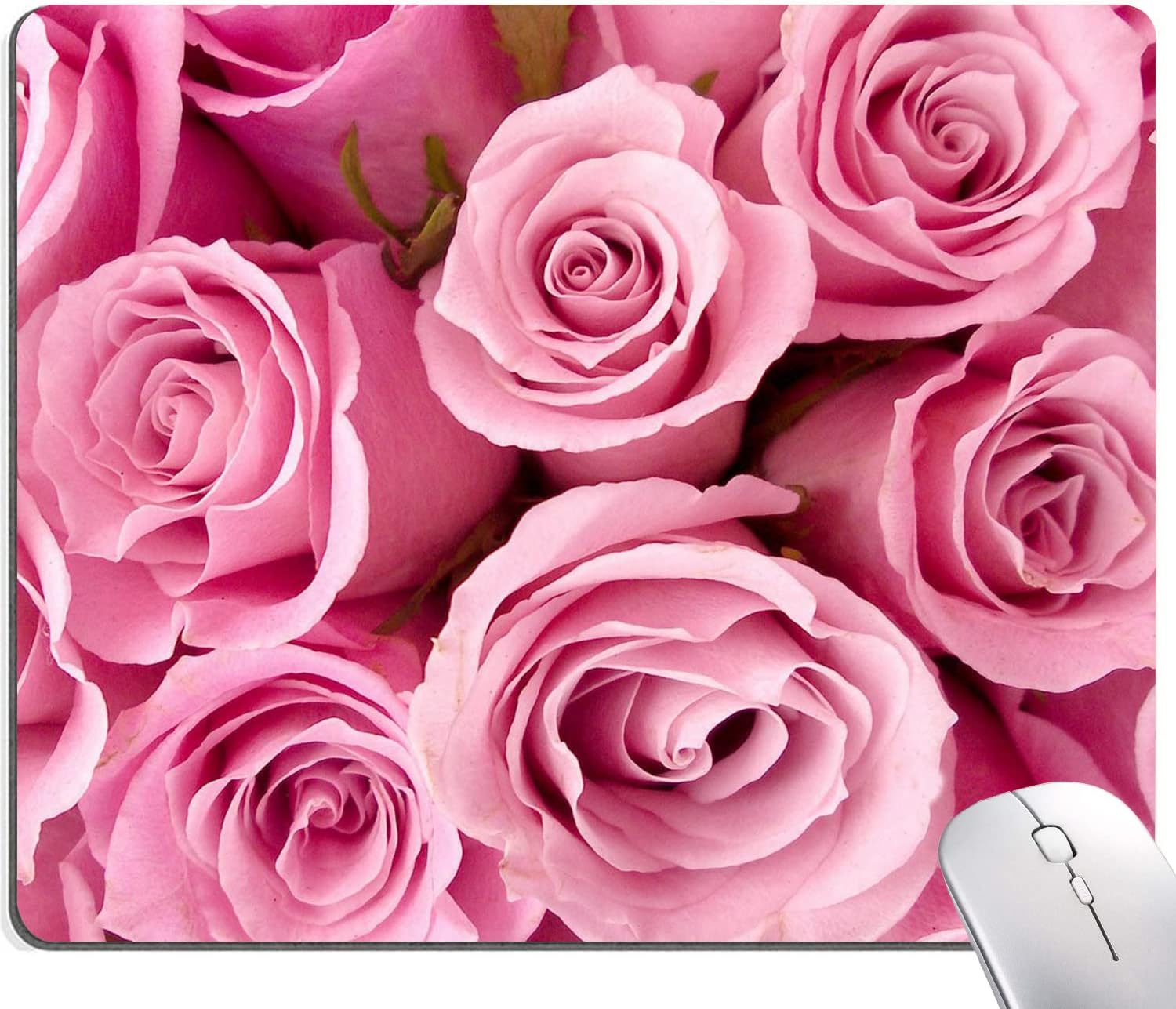 IMAYONDIA Pink Rose Mouse Pad, Waterproof Non-Slip Rubber Base Mouse Pad for Computer Laptop