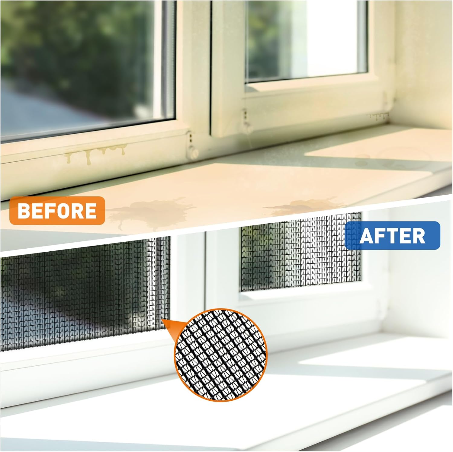 MAGZO Window Screen Replacement Mesh Roll, 37.4in × 16.4ft Upgraded Dual Interlaced Woven Siftproof Screen 40x40 Mesh for Porch Doors Repair Kit, Ultra Heavy Duty Woven for Garden, Patio DIY Projects