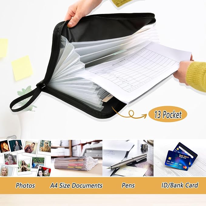 Black White Harlequin Pattern Accordion File Organizer Expanding Document Folder - Image 5