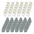 MECCANIXITY 60pcs Cat6 RJ45 Pass Through Connectors, RJ45 Connector 8P8C Gold Plated Plugs with 60pcs Dark Grey Strain Relief Boots for Solid or Stranded UTP Ethernet Cable, 1.1mm