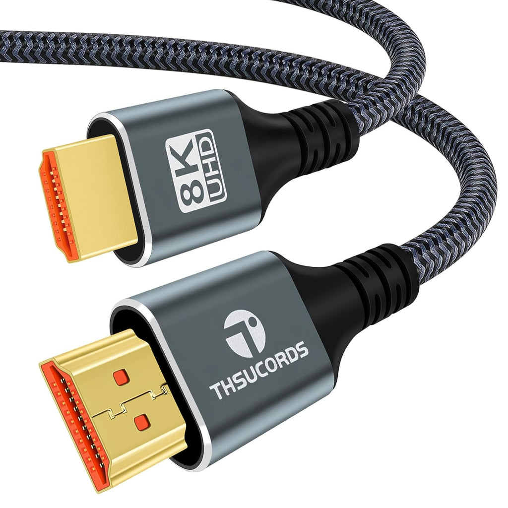 8K 4K HDMI Cable 6.6FT, High Speed Braided HDMI to HDMI 2.1 Cord Supports 8K@60Hz, 4K@120Hz 144Hz 48Gbps Compatible with Roku TV/PS5/HDTV/Blu-ray