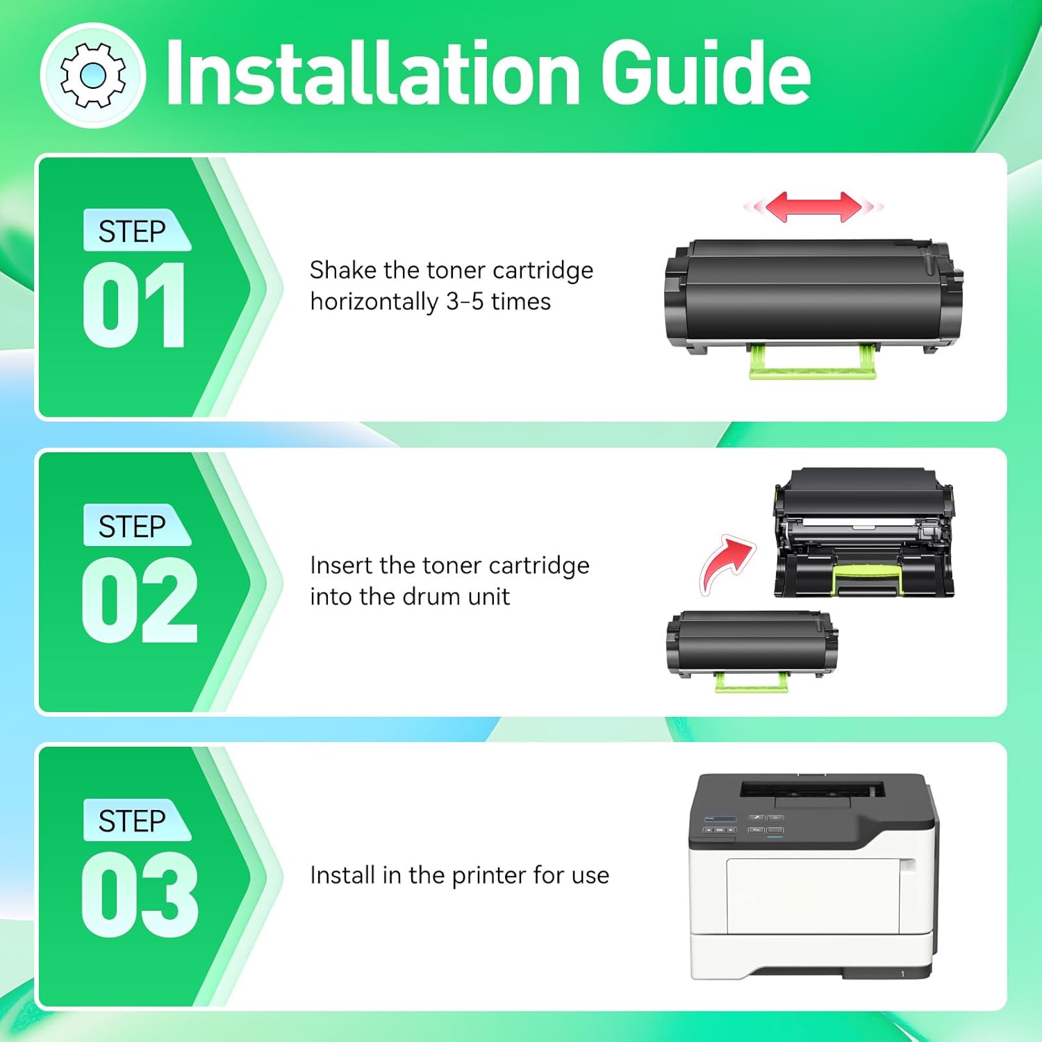 56F1H00 Toner Cartridge Black with Chip Compatible for Lexmark MS321dn MS421dn MS421dw MS521dn MS621dn MS622de MX321adn MX321adw MX421ade MX521ade MX521de MX522adhe MX622ade MX622adhe Printer Ink Copy