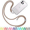 Cell Phone Lanyard [Brown] - Comfortable Universal Smartphone Lanyard - Easy to Use Neck Phone Holder [Clear Patch] - Adjustable Length Phone Strap Crossbody - Fits All Mobile Phones