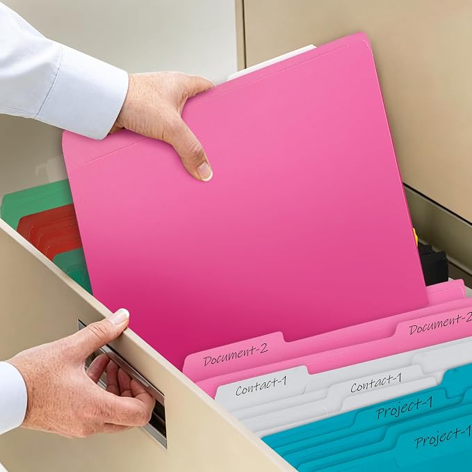 100 Packs Colored File Folders, 1/3 Cut Tabs File Folder, Two-Tone File Folder - Image 6