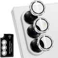 for Samsung Galaxy Z Fold 7 Camera Lens Protector, Individual Metal Ring Tempered Glass Lens Cover, [Strong Adsorption] Scratch Resistant Ultra-Thin HD Clear Lens Cover, 1 Set-Silvery Sparkly