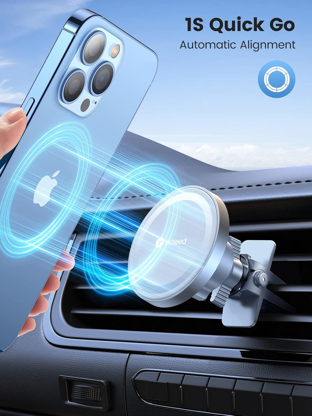 VICSEED for MagSafe Car Mount [Upgraded Strongest Magnet Power] Magnetic Phone Holder for Car Vent 360 Adjustable Magnetic Car Phone Holder Mount for iPhone 16 Pro Max 15 14 13 12 Plus Mini