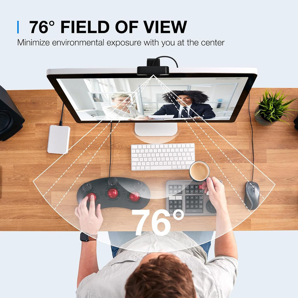 EMEET C960 2K Webcam with Microphone, 2K QHD, 2 Noise-Reduction Mics, TOF Autofocus Streaming Webcam with Privacy Cover, Plug&Play USB Webcam for Calls/Conference, Zoom/Skype/YouTube, Laptop/Desktop