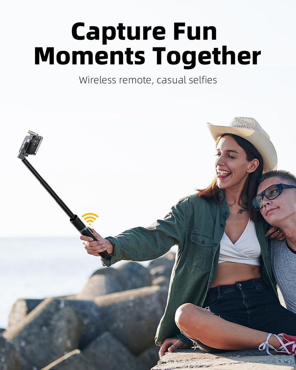 TODI 63" Cell Phone Selfie Stick Tripod, Portable Tripod for iPhone with Wireless Remote, Extendable Smartphone Stand, All-in-1, Compatible with iPhone/Android