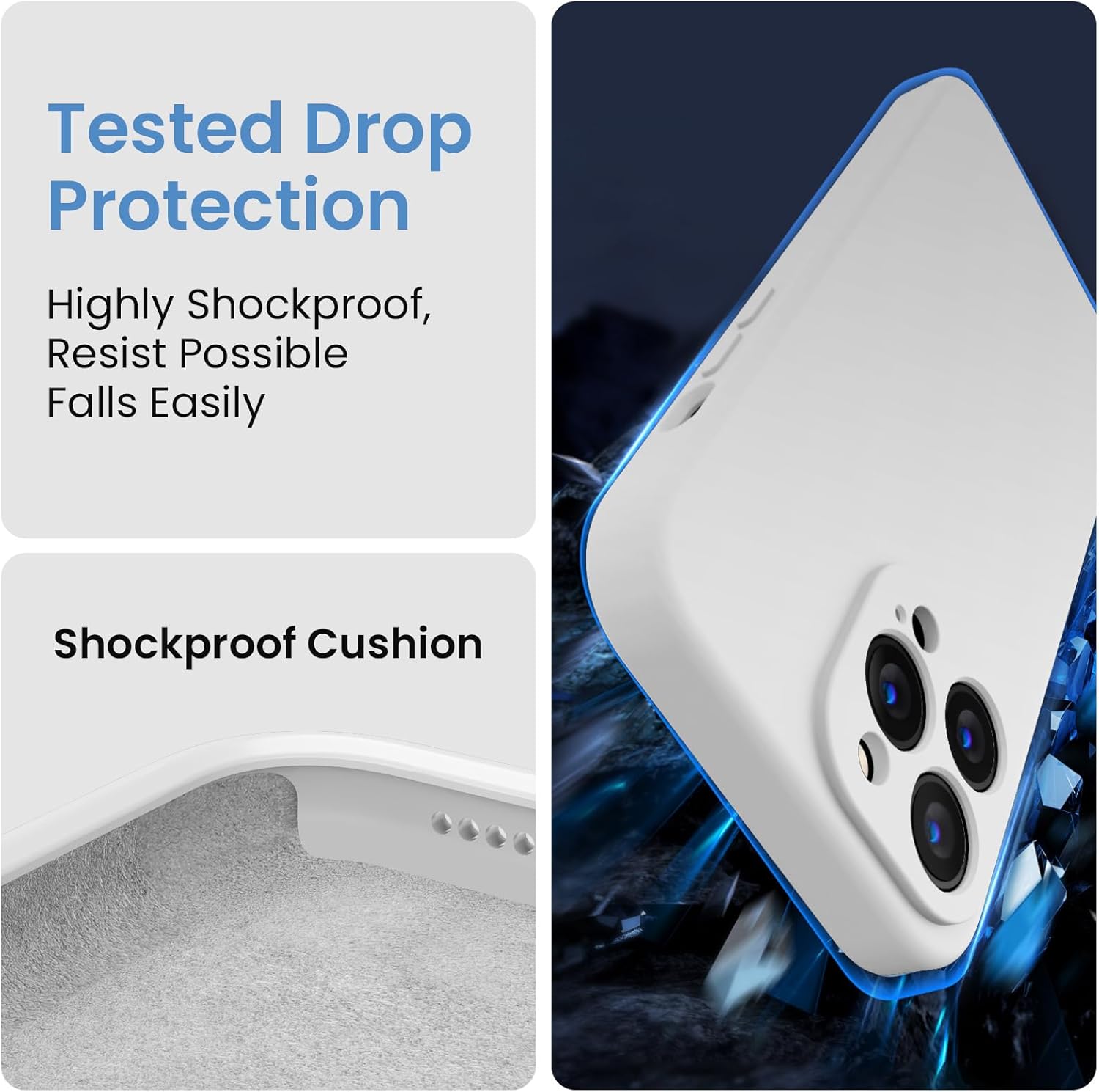FireNova Designed for iPhone 13 Pro Max Case, Silicone [Camera Protection] Phone Case with [2 Screen Protectors], Soft Anti-Scratch Microfiber Lining Inside, 6.7 inch, White