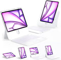 ONLY fit for iPad 12.9 inch Pro 6/5/4/3rd Gen & 13 inch iPad Air (2025 M3, 2024 M2) Case with Detachable Keyboard Trackpad, 360 Rotate Cover Pencil Holder 12 Shortcut Key 7 Color Backlit, White