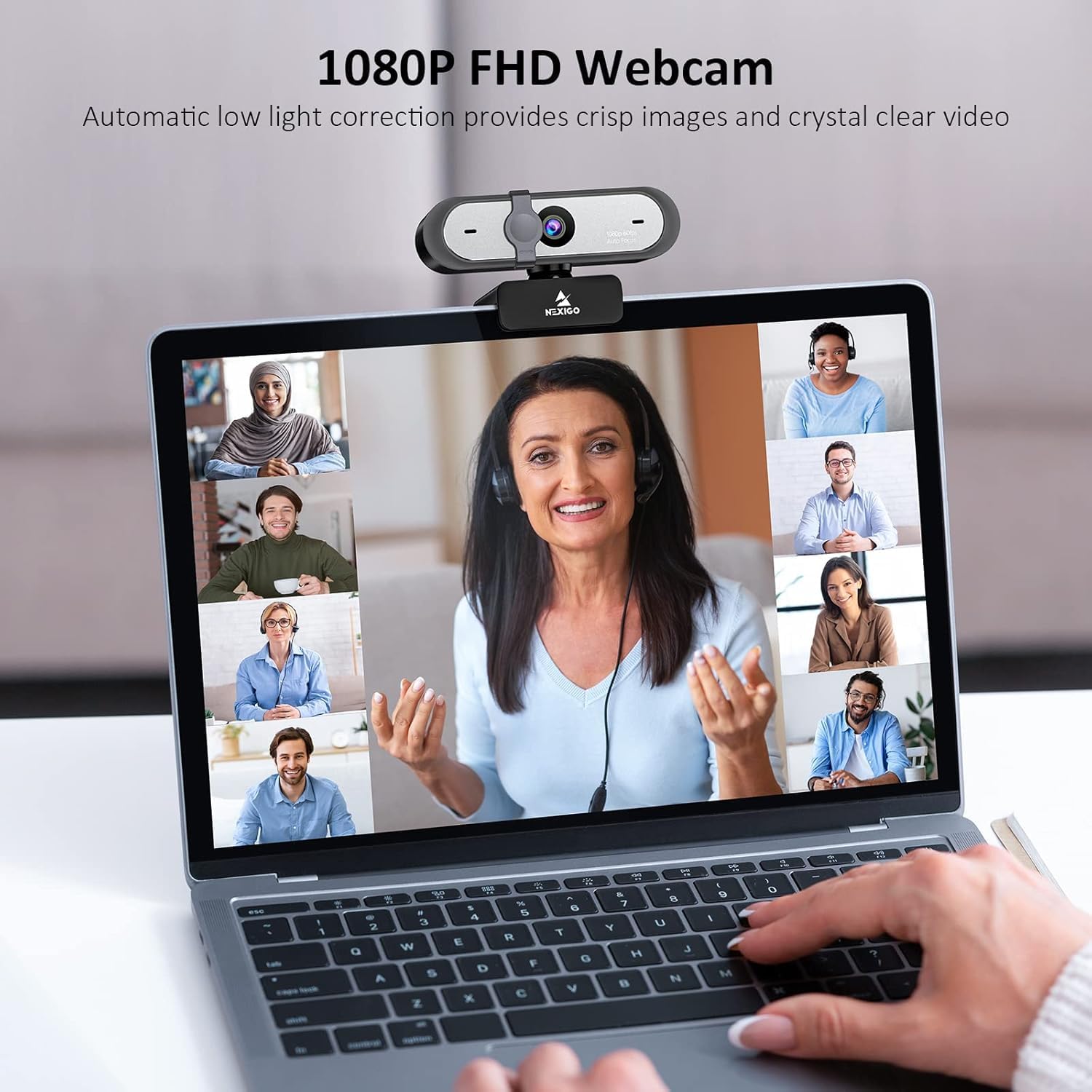 NexiGo N660P (Gen 2) 1080P 60FPS Webcam with Software Control, Dual Microphone & Cover, Autofocus, HD USB Computer Web Camera, for OBS/Gaming/Zoom/Skype/FaceTime/Teams/Twitch