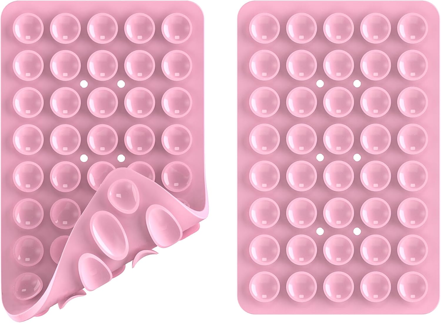 2PACK Silicone Double Sided Suction Phone Case Mount, Detachable Hands Free & Strong Grip Holder for Selfies & Videos, Compatible iPhone Android (Light Pink, 2Pack 40 Suction Cups)