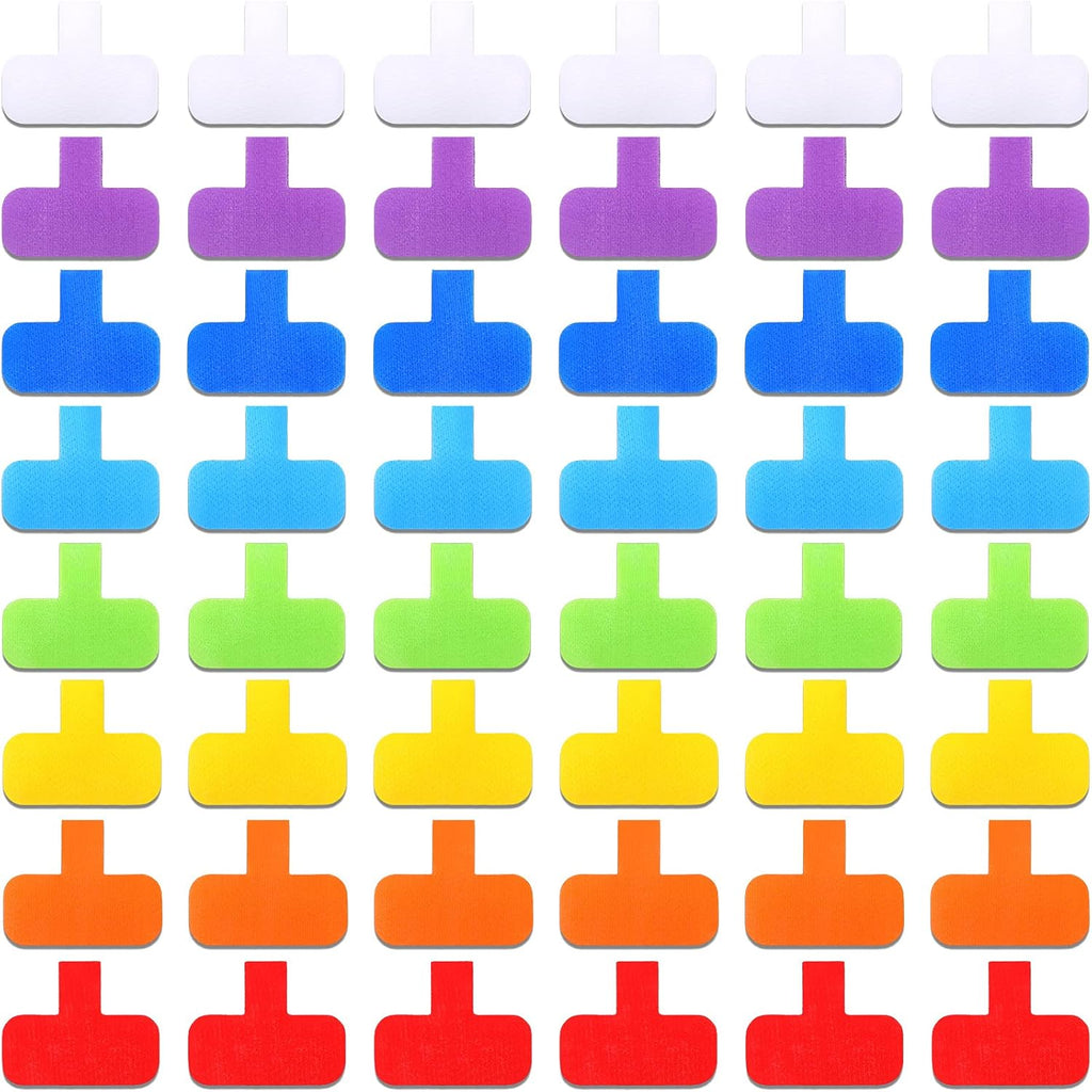 80 Pieces Self-Adhesive Cable Labels Multi-Color Cord Wire Labels, Nylon Writable Oval Tags, Hook and Loop Wire Tags for Cable Management, Computers and More