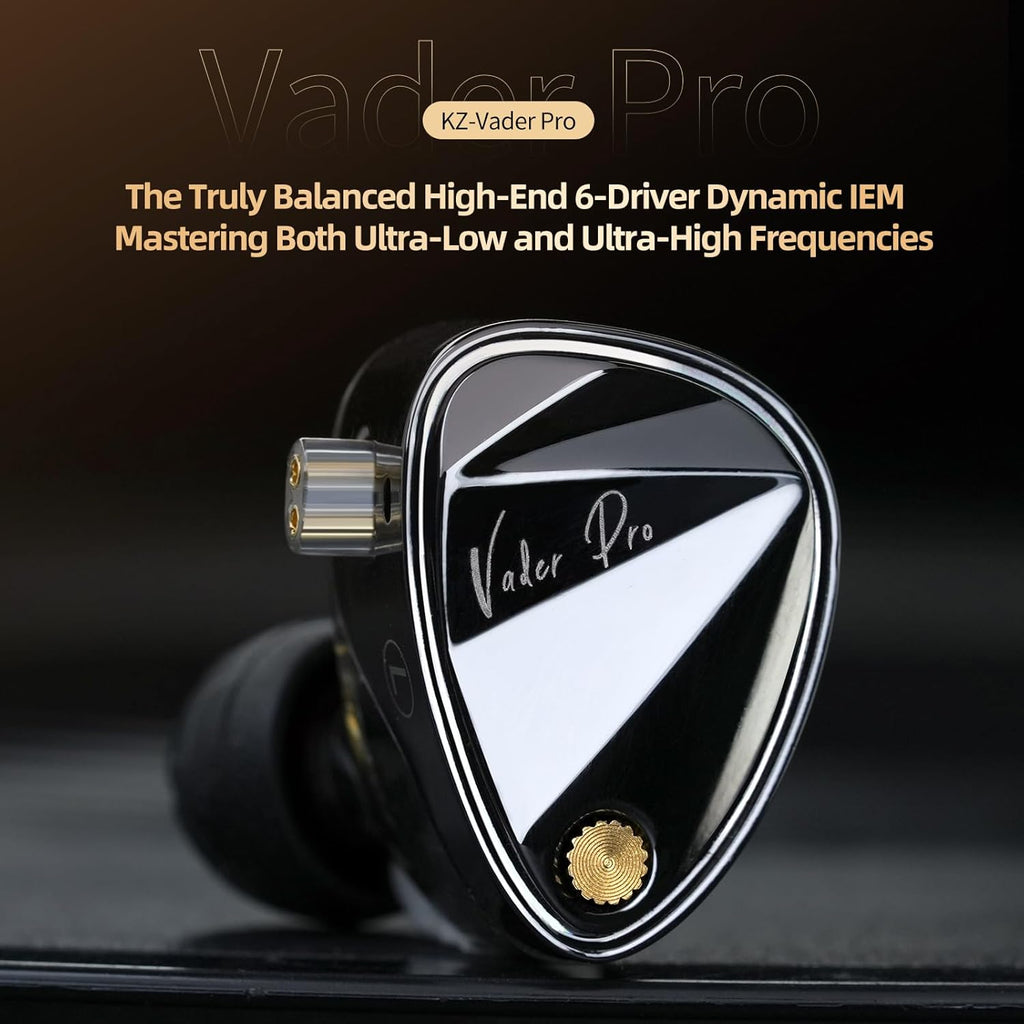 KZ Vader Pro in-Ear Monitors Gaming Earbuds, Triple Dynamic Driver IEM with 4 Tuning Switches, Clarity in All Frequency Stereo Sound Comfortable Noise Isolating Earphones for Stage and Studio (NMic)