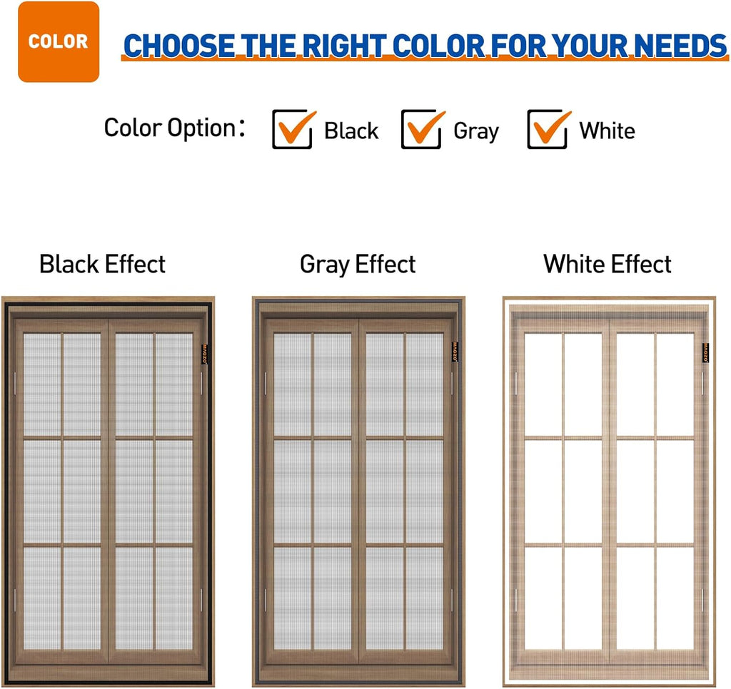 MAGZO Customized Window Screen,Screen Mesh Attachable and Detachable with Hook Tape, Durable, Washable