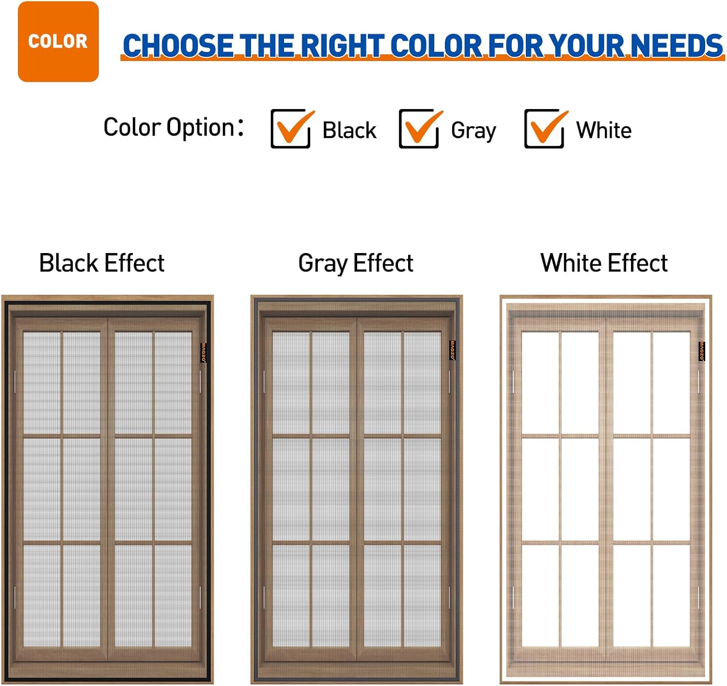 MAGZO Customized Window Screen,Screen Mesh Attachable and Detachable with Hook Tape, Durable, Washable