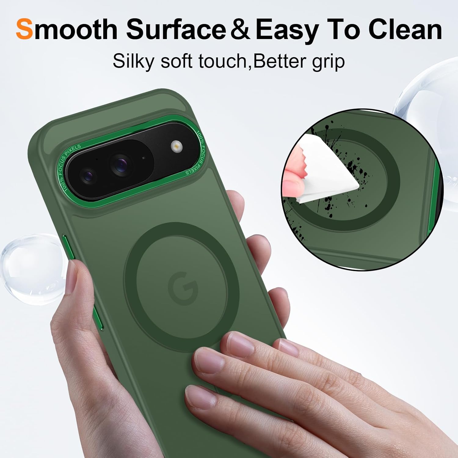 Magnetic for Google Pixel 9/Pixel 9 Pro Case, [Military Grade Drop Protection] [Compatible with MagSafe] Shockproof Slim Translucent Matte Anti-Slip for Women Girls Men Case, Forest Green
