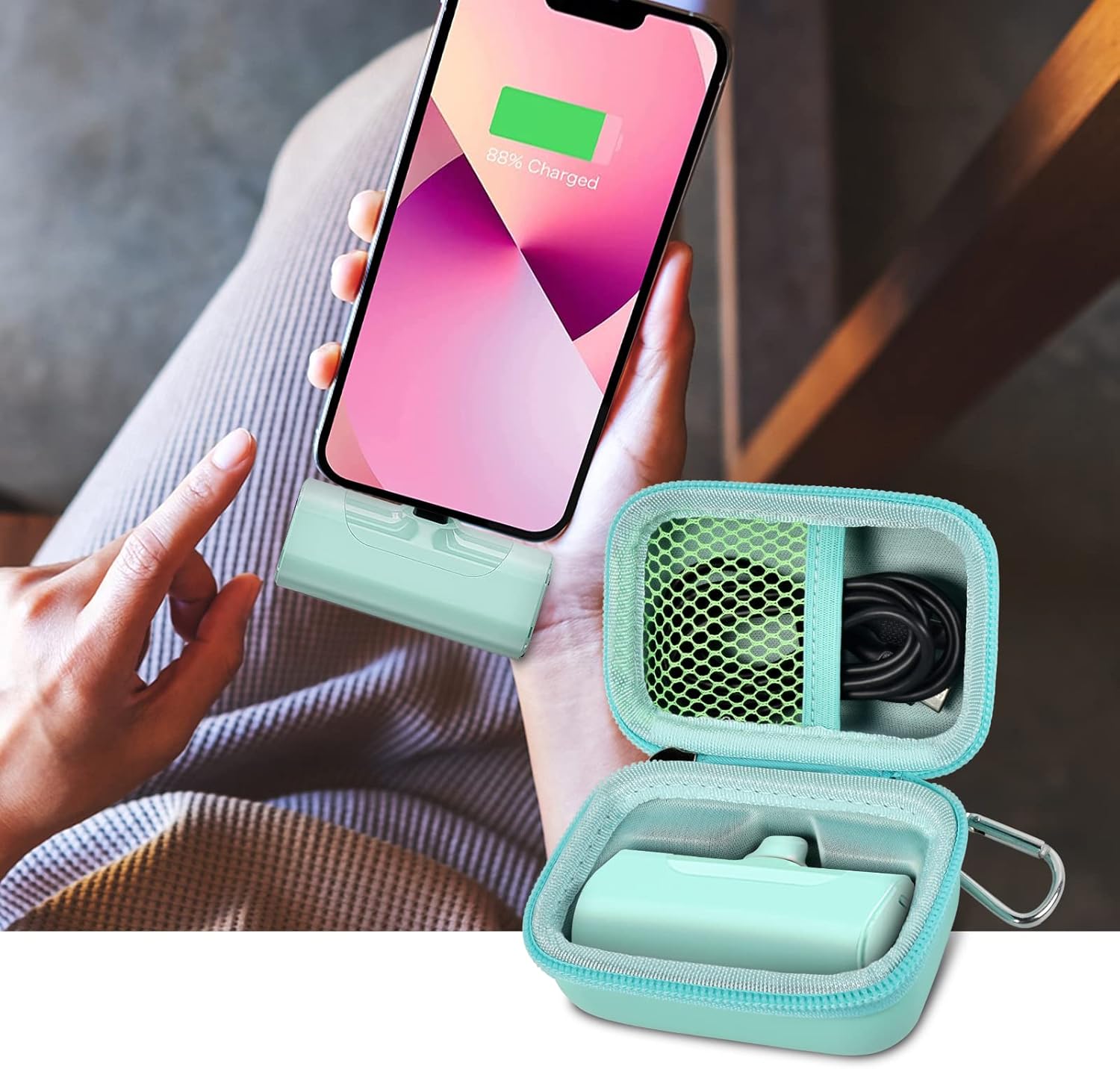 Portable Charger Power Bank Case for Swyop/for Feob/for Charmast/for JEJILL/for LanLuk/for VEGER/for iWALK/for Taegila/for Kuulaa and More Small Charging Battery Pack - Bag Only (Green)