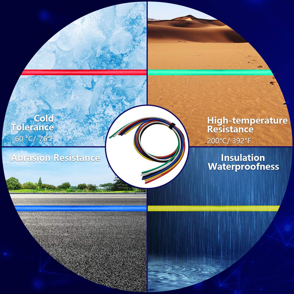 Fermerry 16 AWG Stranded Wire Spool 50ft Each 6 Colors Flexible 16 Gauge Silicone Hook up Wire Kit Electrical Tinned Copper Wire