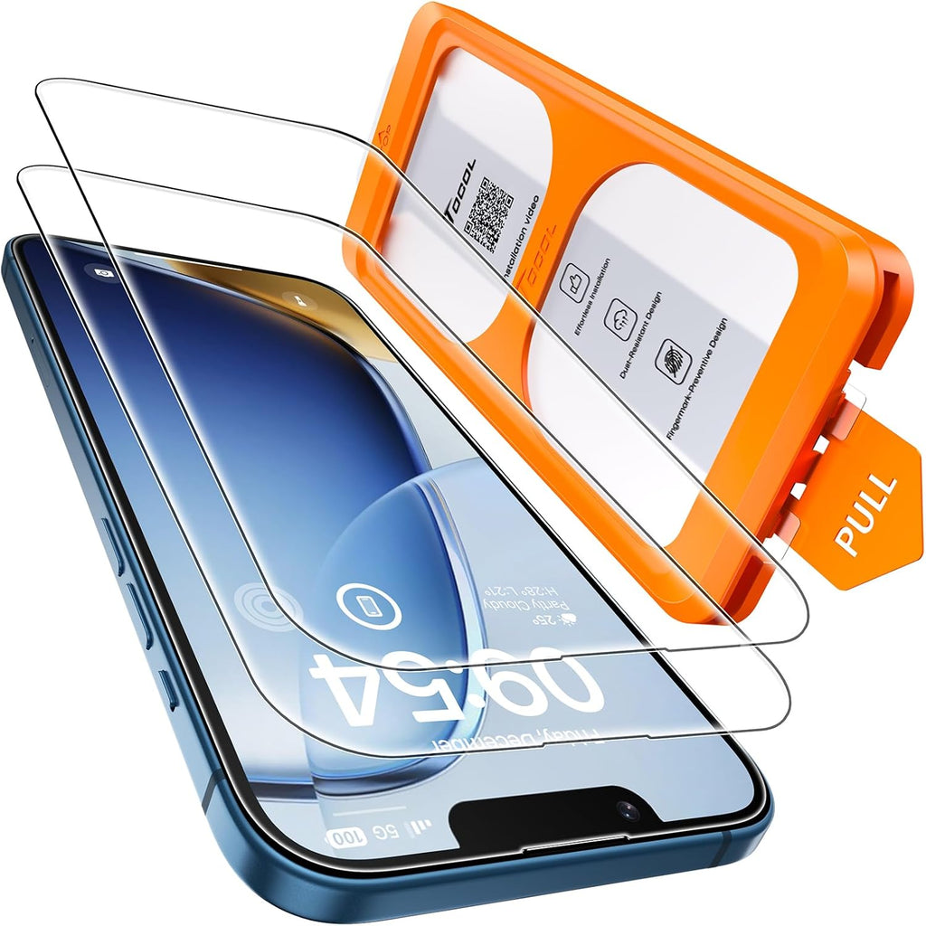 TOCOL for iPhone 13 mini Screen Protector 9H Hardness Military Grade Shatterproof HD Tempered Glass Full Coverage Easy Installation Case Friendly 2 Pack