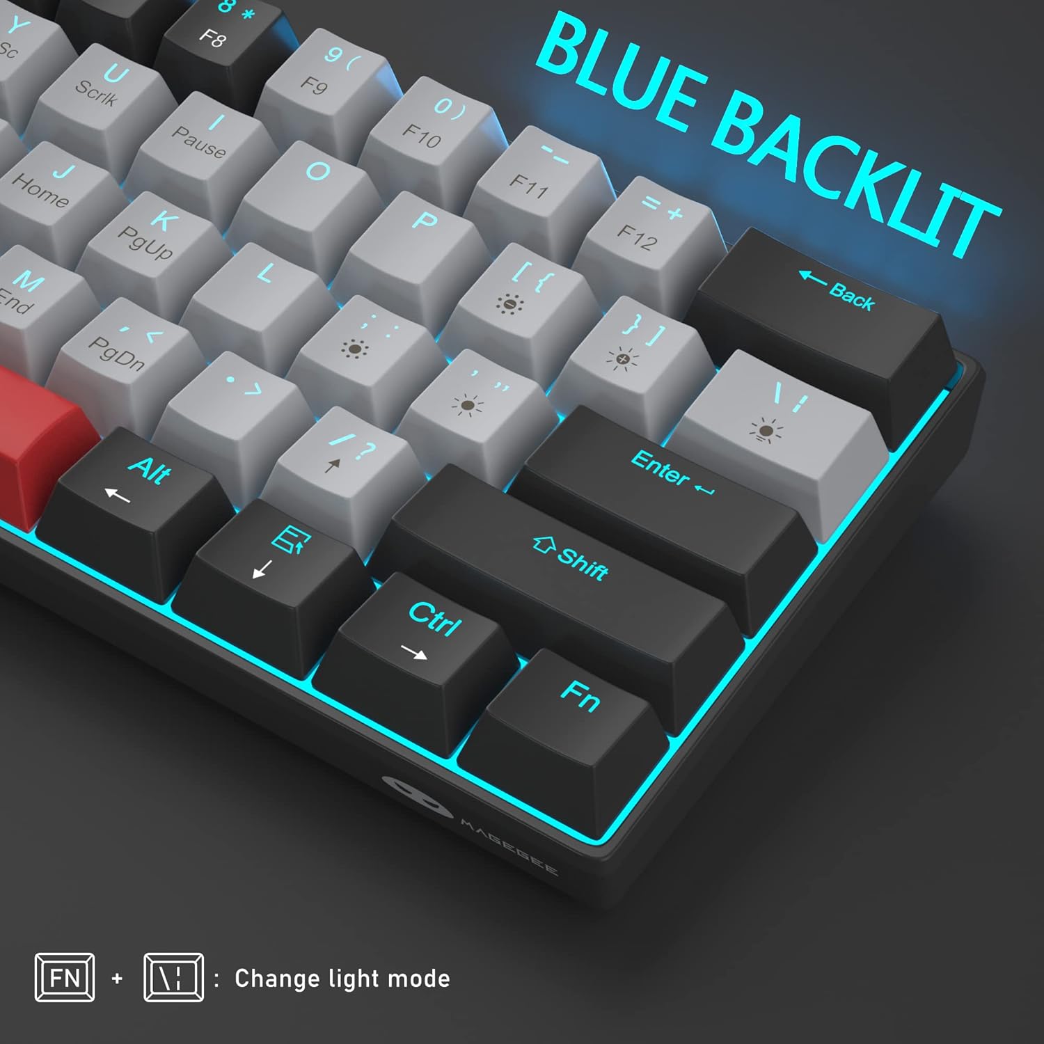 Gaming Keyboard and Mouse Combo, 60% Compact Mechanical Keyboard with Blue LED Backlit, PC Gaming Keyboards and Mouse,Detachable Type C to A Cable Wired Keyboards for PC/Laptop