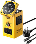 PISEN 8-in-1 Mag-Safe Charger Stand - 140W Charging Station for Multiple Devices Mag-Safe Stand Magnetic Qi2 Wireless Charger for iPhone 16/15/14/13/12, Magnetic Charger for Apple Watch (Yellow)