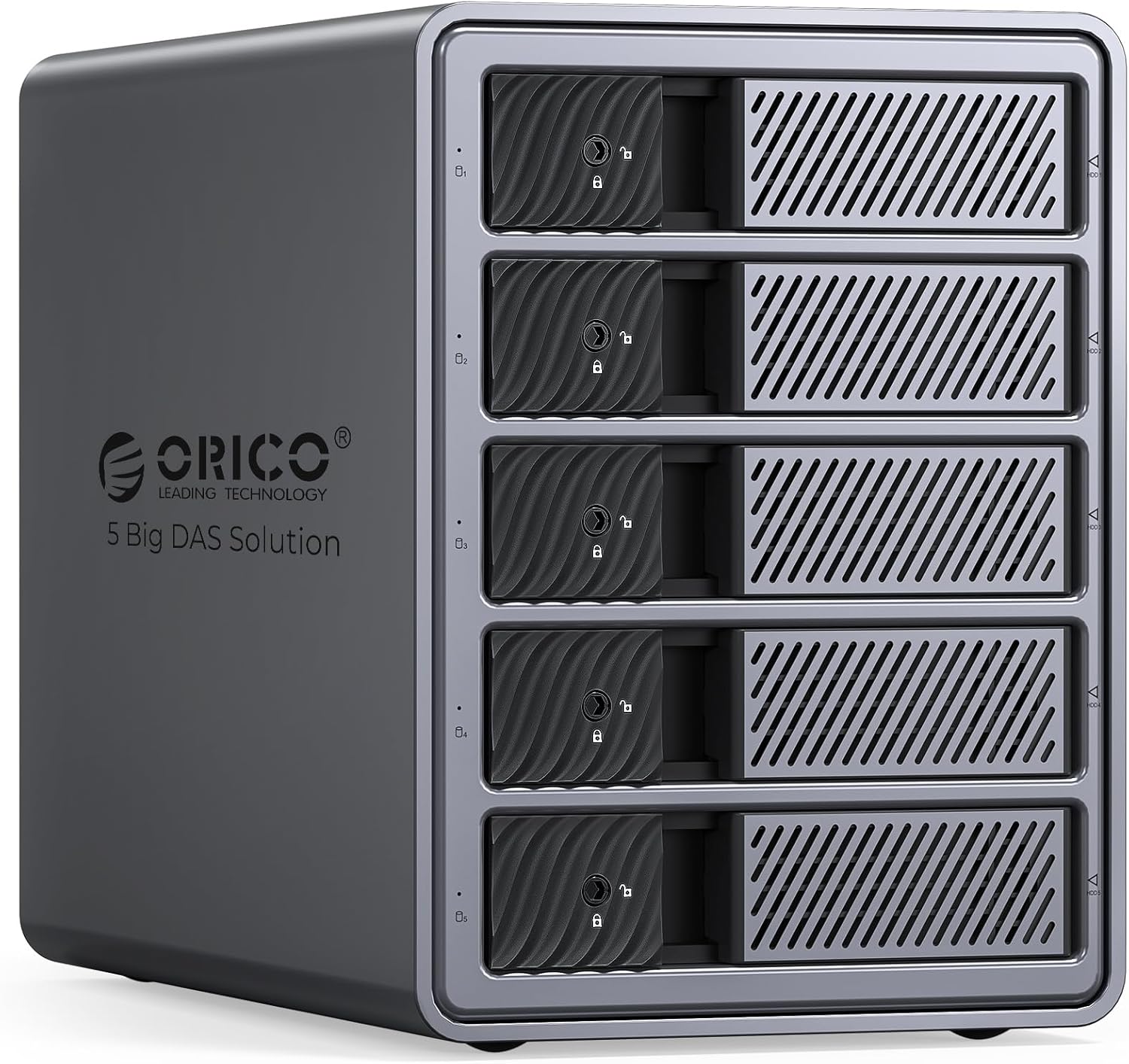 ORICO 5 Bay DAS Hard Drive Enclosure USB 3.0 for SATA 3.5 inch SSDs HDDs Bracket-Free External Hard Drive Bay Max up to 110TB ( Alluminum Alloy) -9858U3