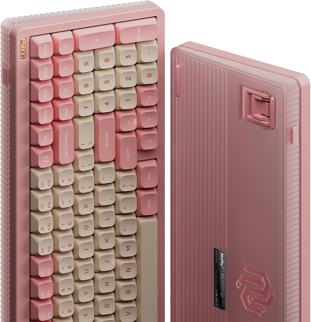 nuphy Halo96 V2 Wireless Keyboard,Gasket Structure,96% Hot Swappable Gaming Keyboard, 99 Kyes RGB Backlit Mechanical Keyboard, Support QMK/VIA,Bluetooth/USB-C/2.4GHz-Pink,Raspberry Switches(46gf)