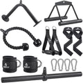 SERTT Workout Cable Machine Attachment for Home Gym, LAT Pulldown Attachments, Cable Accessories for Weight Training, Straight Pull Down Bar, Tricep Rope, Double D Row Handle, V-Shaped Bar