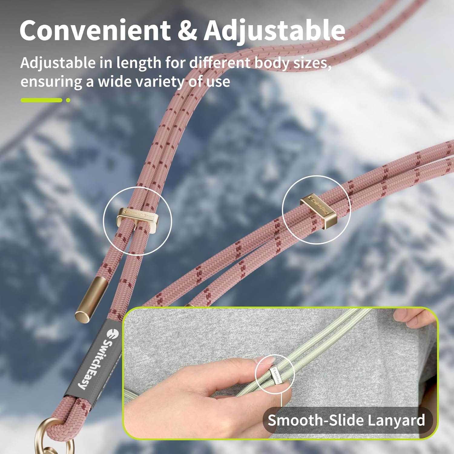 SWITCHEASY 6mm Adjustable Crossbody Phone Strap Compatible with Most Phones, Anti-Theft & Ant-Drop, Hands Free for Phone Lanyard Crossbody with Strap Card Phone Tether Tab - EasyStrap (Sea Foam)