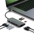 Satechi 8 in 1 USB C Hub Multiport Adapter V2, 4K HDMI, 115W USB C PD Charging, 3 USB-A, Ethernet, Micro/SD Card Readers, for Laptop, MacBook Pro/Air M4/M3/M2/M1, iPad, iPhone 16, Windows - Space Gray