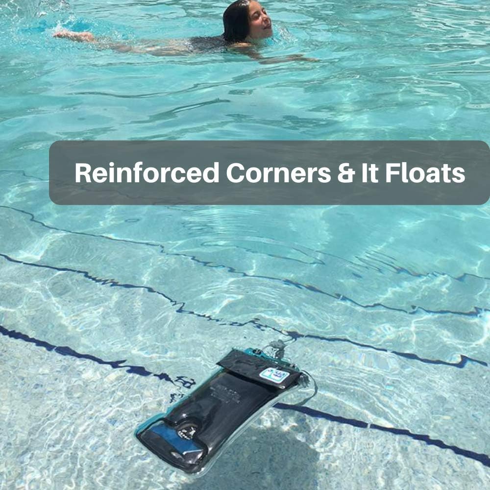 AquaVault 100% Waterproof Floating Smart Phone Case & Money Pouch - Fits All Phones - Made from Premium Heavy Duty PVC for Added Drop Protection - Includes Adjustable Neck Strap. Blue