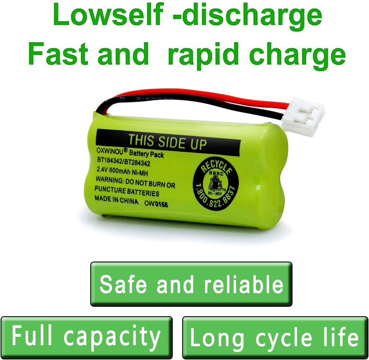 2.4v BT184342 BT284342 BT18433 BT28433 BT183348 BT283348 BT-1011 Replacement Battery Compatible with Phone CS6209 CS6219 CS6229 DS6151 89-1330-01-00 CPH-515D(3-Pack)